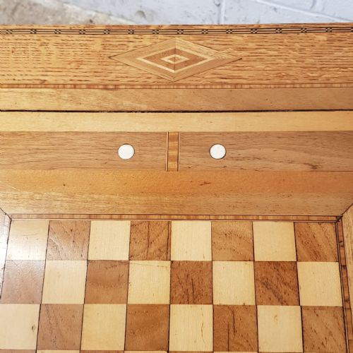 fig 1. ANTIQUE ARTS & CRAFTS INLAID GAMES TABLE C1900