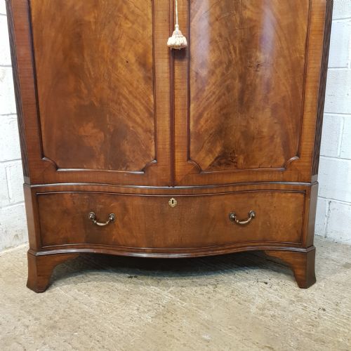 fig 1. ANTIQUE EDWARDIAN SERPENTINE SHAPED MAHOGANY DOUBLE WARDROBE C1900