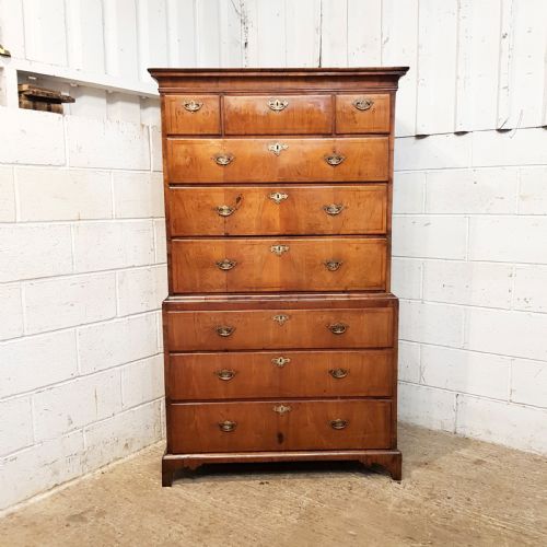 fig 1. ANTIQUE 18TH CENTURY WALNUT CHEST ON CHEST OF DRAWERS C1780