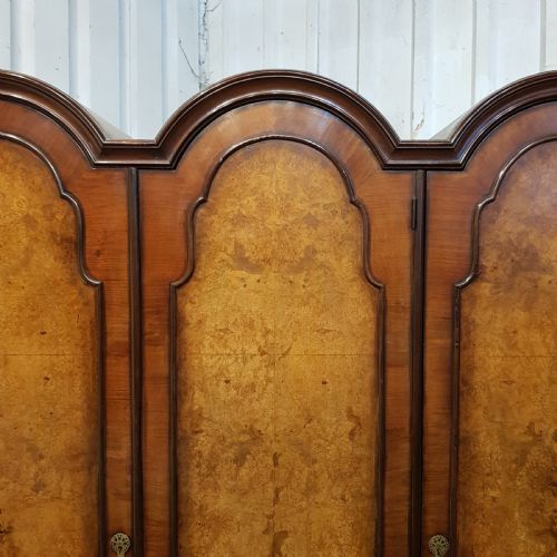 fig 1. ANTIQUE BURR WALNUT DOME TOP TRIPLE WARDROBE C 1920