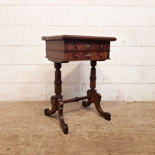 fig 1. ANTIQUE 19TH CENTURY FRENCH PARQUETRY & INLAID FOLD OVER GAMES SIDE TABLE C1880