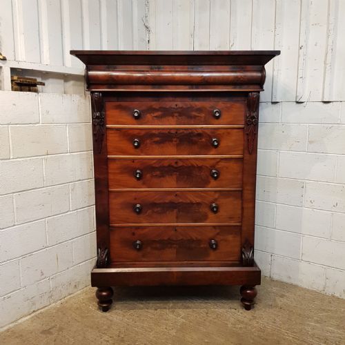 fig 1. ANTIQUE VICTORIAN TALL MAHOGANY SCOTCH CHEST OF DRAWERS C1860