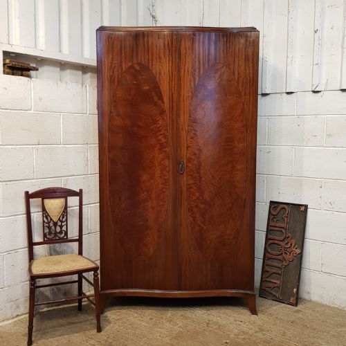 Antique Mahogany Serpentine Front Mahogany Double Wardrobe C1920