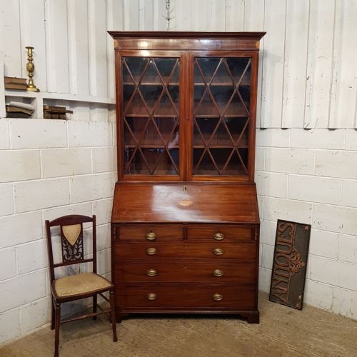 Antique 18th Century Period Mahogany Bureau Bookcase C1780