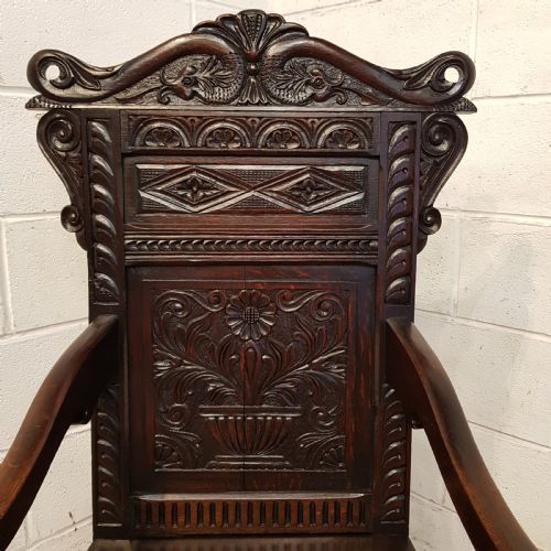 fig 1. ANTIQUE VICTORIAN CARVED OAK WAINSCOT CHAIR C1860