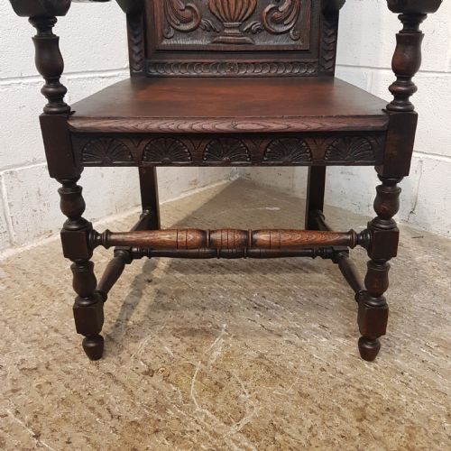 fig 2. ANTIQUE EARLY VICTORIAN CARVED OAK WAINSCOT CHAIR C1850