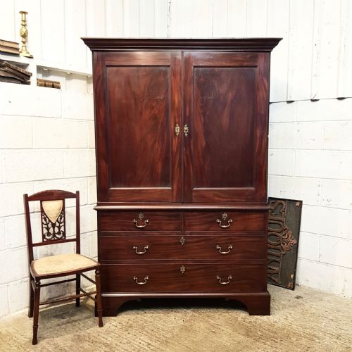 Antique Regency Cuban Mahogany Clothes Press C1820