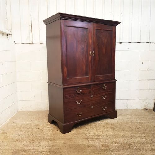 fig 1. ANTIQUE REGENCY CUBAN MAHOGANY CLOTHES PRESS C1820