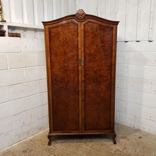 fig 1. ANTIQUE WARING & GILLOWS BURR WALNUT QUEEN ANEE FITTED WARDROBE C1920