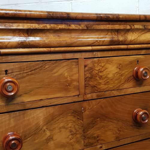 fig 2. ANTIQUE VICTORIAN BURR WALNUT SCOTCH CHEST OF DRAWERS C1880