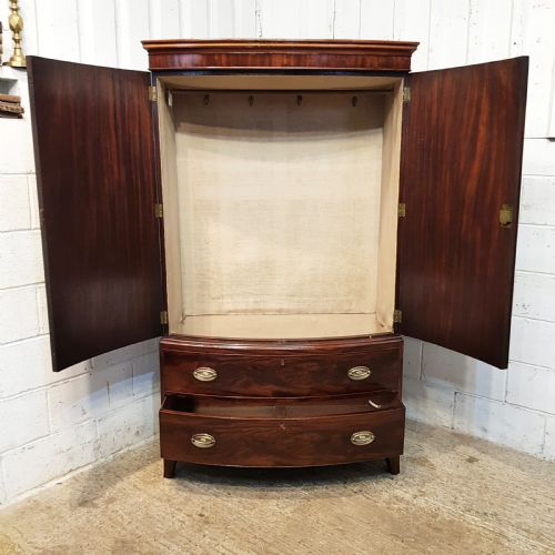 fig 1. ANTIQUE LATE VICTORIAN BOW FROT MAHOGANY CLOTHES PRESS C1890