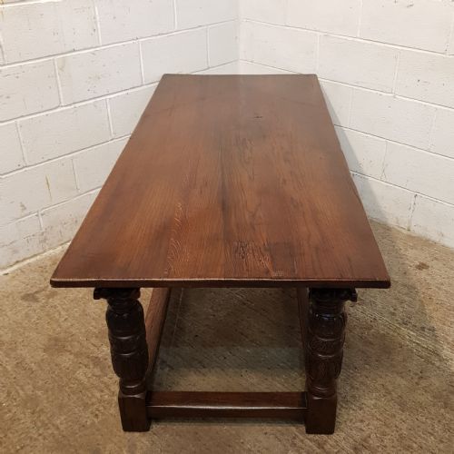 fig 2. ANTIQUE CARVED OAK REFECTORY DINING TABLE C1920