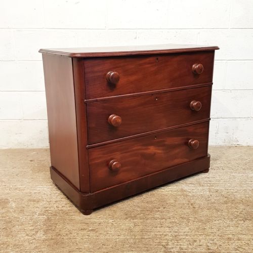 fig 2. ANTIQUE VICTORIAN SMALL MAHOGANY CHEST LF DRAWERS C1880