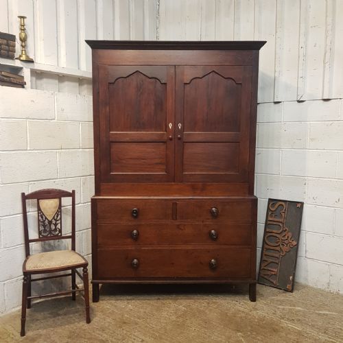 Antique 18th Century Country Joined Oak Clothes Press C1780