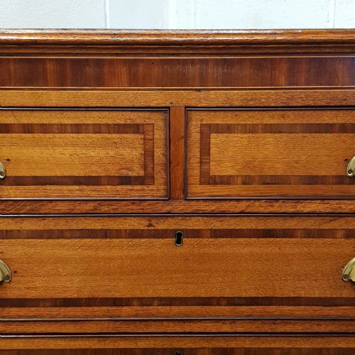 fig 2. ANTIQUE 18TH CENTURY OAK & MAHOGANY CHEST OF DRAWERS C1780