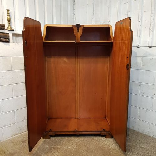 fig 1. ANTIQUE ART DECO BURR WALNUT DOUBLE WARDROBE C1920