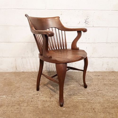 Antique Edwardian Oak Desk Chair C1900