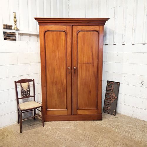 Antique Victorian Mahogany Double Wardrobe C1880