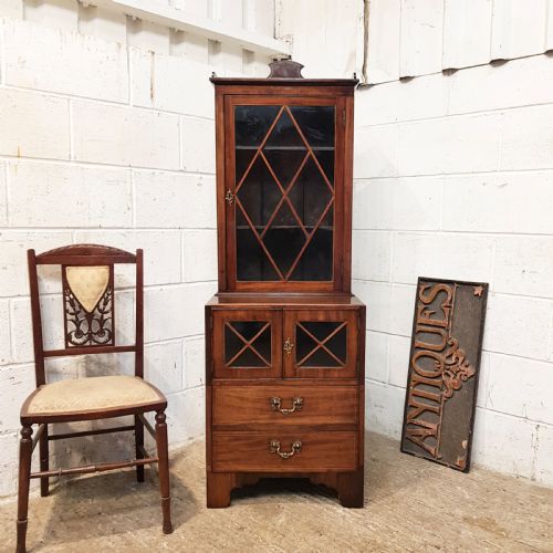 Antique Regency Small Mahogany Bookcase on Cabinet C1820