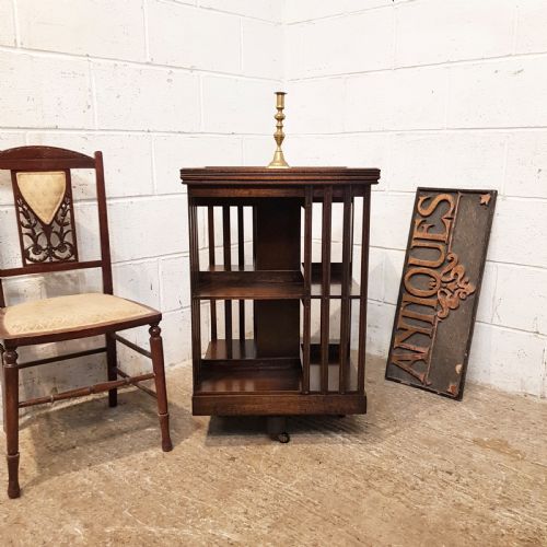 Antique Edwardian Oak Revolving Bookcase C1900