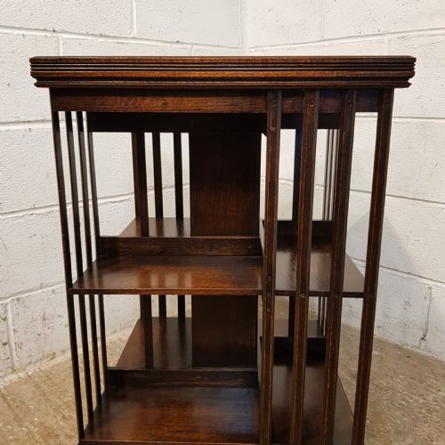 fig 1. ANTIQUE EDWARDIAN OAK REVOLVING BOOKCASE C1900