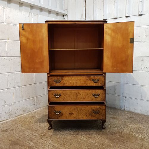 fig 2. ANTIQUE BURR WALNUT TALL BOY C1920