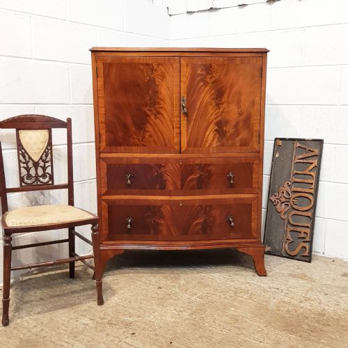 Antique Edwardian Mahogany Serpentine Shaped Tallboy C1900
