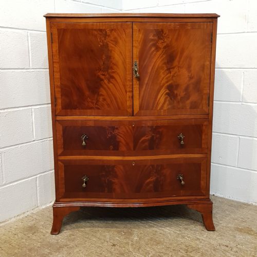 fig 1. ANTIQUE EDWARDIAN MAHOGANY SERPENTINE SHAPED TALLBOY C1900