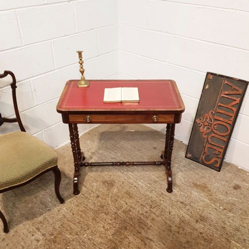 Antique Victorian Mahogany Leather Top Small Ladies Side Writing Desk C1860