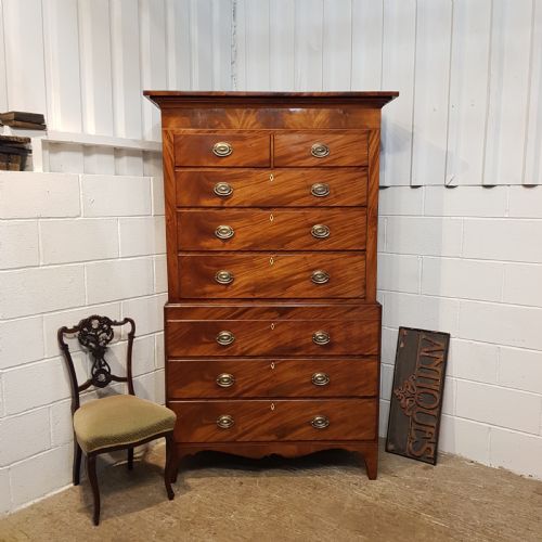 Antique William 1v Flamed Mahogany Chest on Chest of Drawers C1830