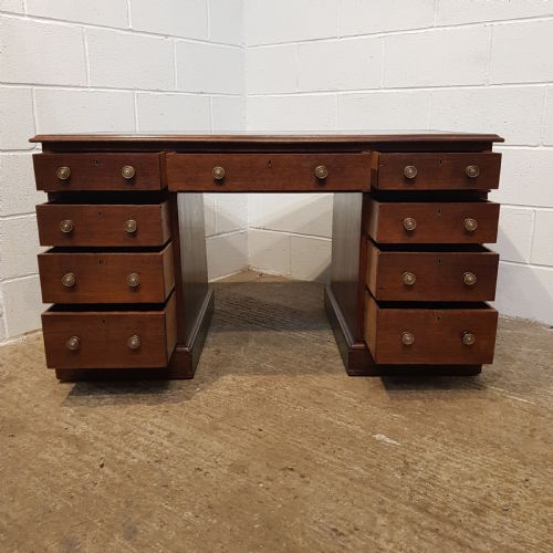 fig 1. ANTIQUE VICTORIAN OAK TWIN PEDESTAL DESK C1880
