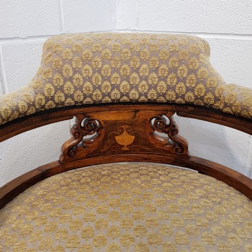 fig 2. ANTIQUE LARGE VICTORIAN INLAID ROSEWOOD TUB ARMCHAIR C1880