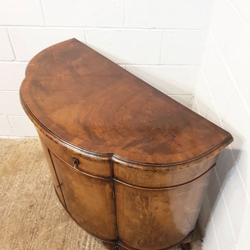 fig 2. ANTIQUE BURR WALNUT SERPENTINE SHAPED SIDE CABINET C1920