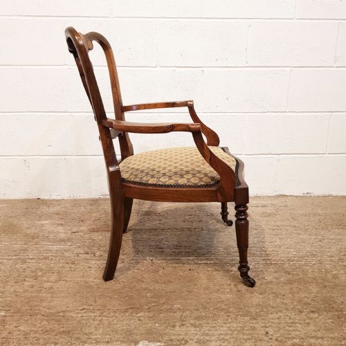 fig 2. PAIR ANTIQUE VICTORIAN CHIPPENDALE INLAID ROSEWOOD SALON CHAIRS C1880