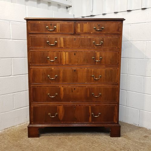 fig 2. ANTIQUE LATE 18TH CENTURY MAHOGANY & WALNUT CHEST OF DRAWERS C1780