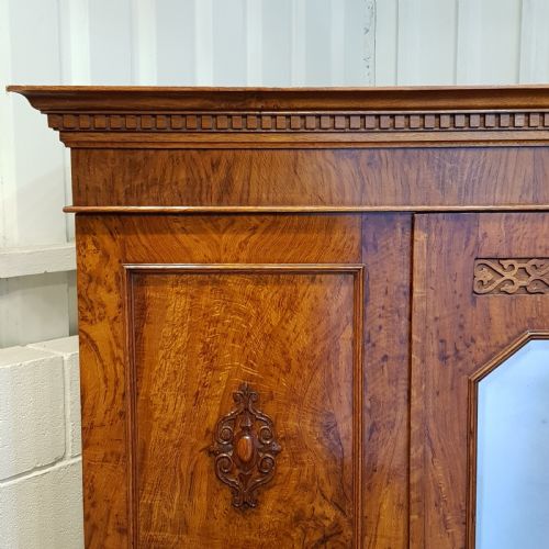 fig 1. ANTIQUE VICTORIAN BURR OAK TRIPLE WARDROBE CC1880