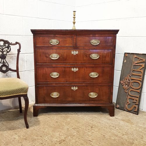 Antique 18th Century Oak & Walnut Chest of Drawers C1770