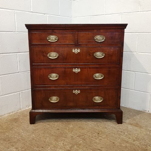 fig 2. ANTIQUE 18TH CENTURY OAK & WALNUT CHEST OF DRAWERS C1770