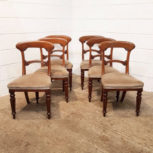 Antique Set of Six Victorian Bar Back Mahogany Dining Chairs  C1880