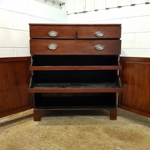 fig 1. ANTIQUE REGENCY MAHOGANY DWARF CLOTHES LINEN PRESS C 1820