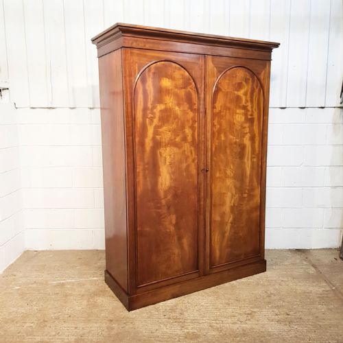 fig 1. ANTIQUE VICTORIAN FLAMED MAHOGANY DOUBLE WARDROBE C1880