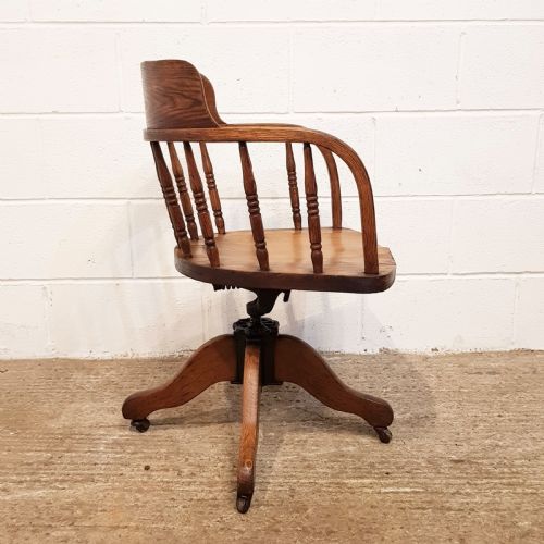 fig 2. ANTIQUE EDWARDIAN OAK SWIVEL DESK CHAIR C1900