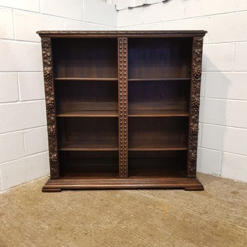 fig 2. ANTIQUE VICTORIAN CARVED OAK OPEN BOOKCASE C1880