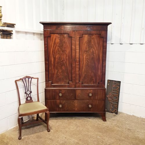 Antique Regency Mahogany Clothes Press C1820
