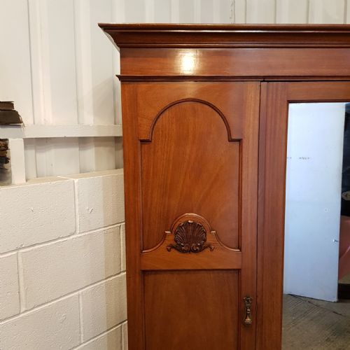 fig 1. ANTIQUE EDWARDIAN WALNUT SMALL TRIPLE WARDROBE C1900