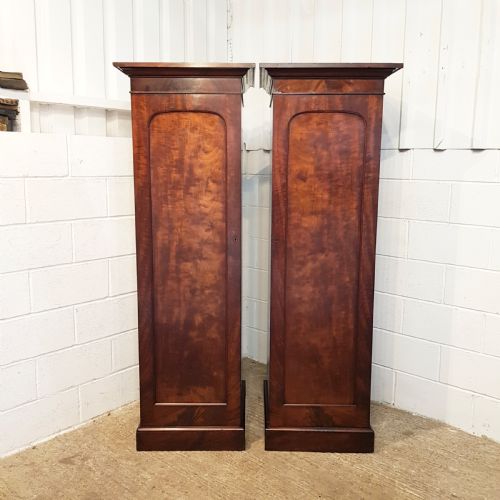 fig 1. ANTIQUE VICTORIAN PAIR MAHOGANY SENTRY BOX WARDROBES C1880