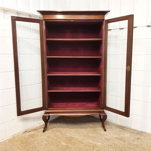 fig 1. ANTIQUE EDWARDIAN MAHOGANY GLAZED BOOKCASE C1900