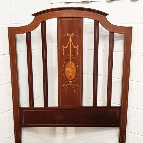 fig 2. ANTIQUE EDWARDIAN INLAID MAHOGANY SINGLE BED BY STAPLES c1900