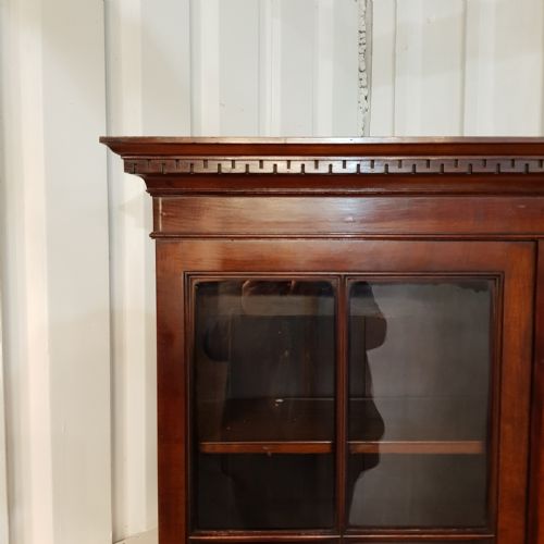 fig 2. ANTIQUE 18TH CENTURY TALL MAHOGANY GLAZED BOOKCASE ON CUPBOARD C1780