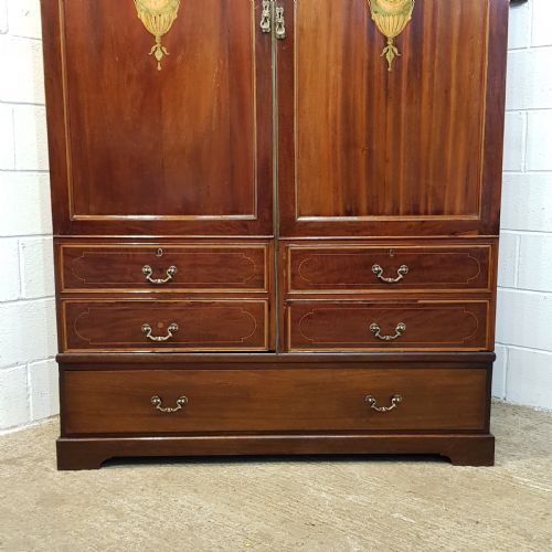 fig 1. ANTIQUE LATE 18TH CENTURY INLAID MAHOGANY DOUBKE WARDROBE C1790